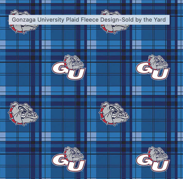 Gonzaga Bulldogs NCAA College Plaid Sykel Enterprises Polyester Fleece Fabric SYK-GONZ-812