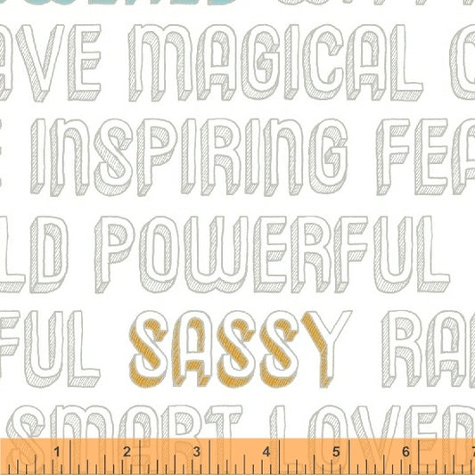 Good Vibes Only Positive Words White Shayla Wolf Windham Fabrics Cotton Fabric WF-51101-2