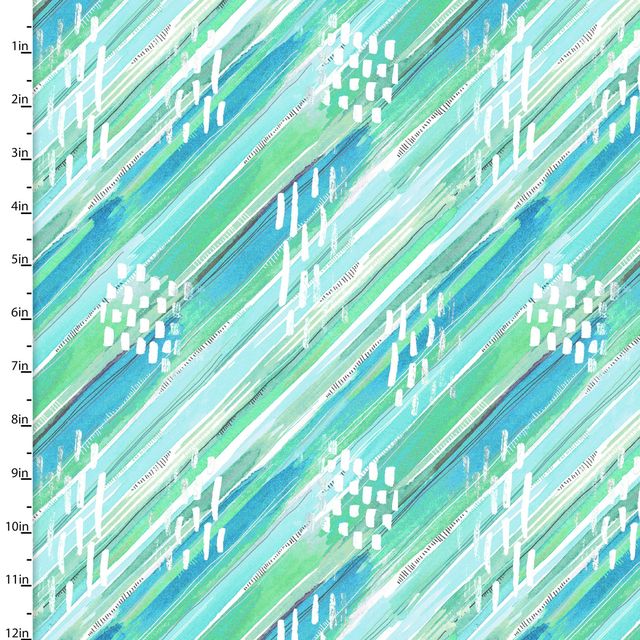 Good Vibes Diagonal Stripe Turquoise Courtney Morgenstern 3 Wishes Cotton Fabric