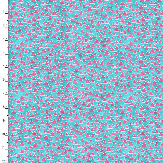 Good Vibes Triangles Turquoise Courtney Morgenstern 3 Wishes Cotton Fabric