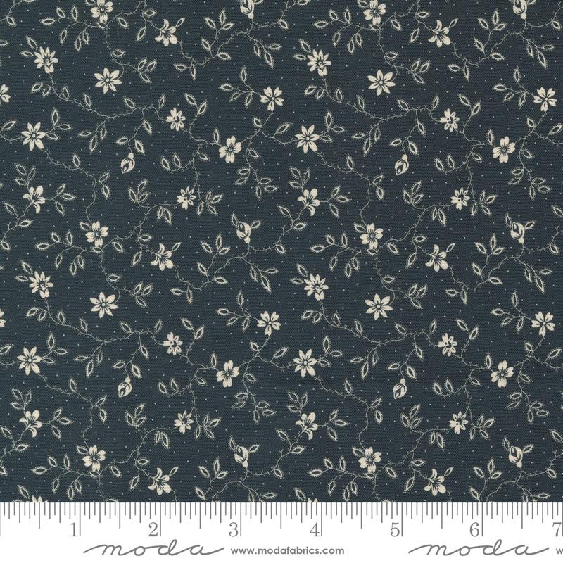 Goodnight Irene Blossom Florals Vines Graphite Black Betsy Chutchian Moda Cotton Fabric