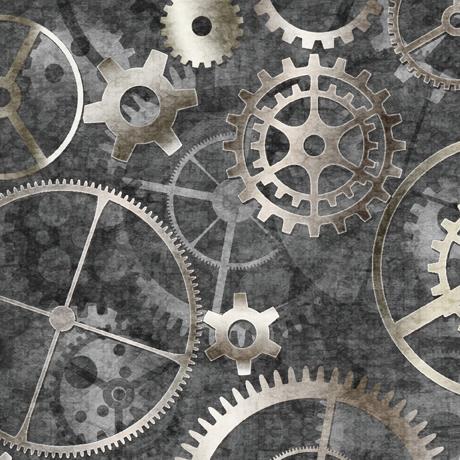 Got Your Back 108" Wide Back Gears Grey Dan Morris Quilting Treasures Cotton Fabric