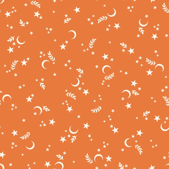 Goth Gardens Stars and Moons Orange Maywood Studio Cotton Fabric MS-MAS10855-O | US Fabric Shop