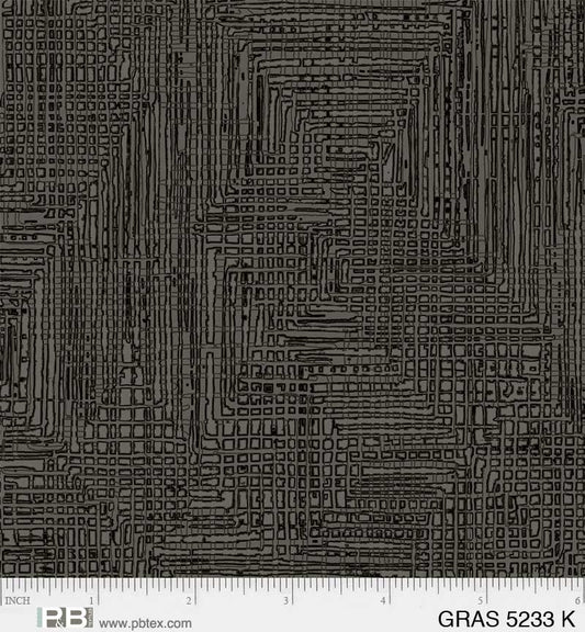 Grass Roots 45" Grass Cloth Black P&B Textiles Cotton Fabric PB-GRAS-5233-K