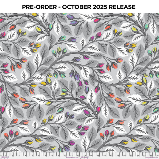PRE-ORDER | OCT 2025 | Graywork 108" Wide back Best Buds Fog Gray Tula Pink Free Spirit Cotton Quilting Fabric FS-PWTP019.FOG