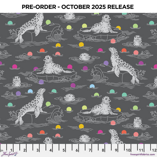 PRE-ORDER | OCT 2025 | Graywork Seal the Deal Carbon Tula Pink Free Spirit Cotton Quilting Fabric FS-PWTP259.CARBON