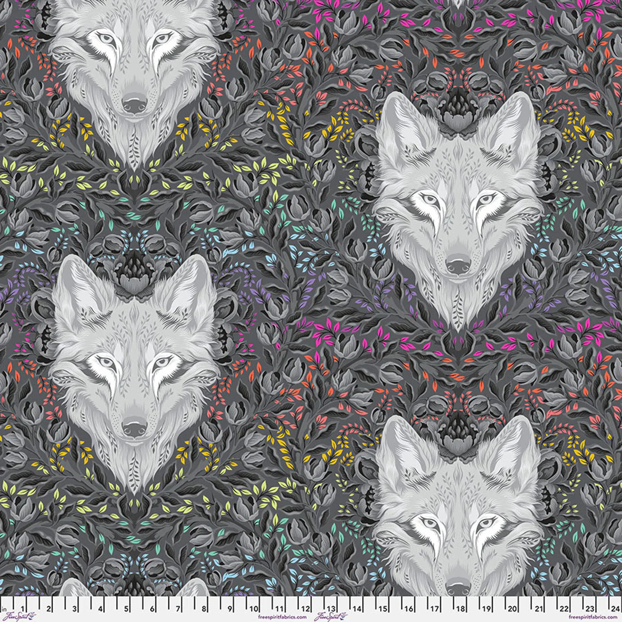 Graywork & True Colors Minky Wolf of Pink Street Carbon Free Spirit Polyester Fabric FS-MKTP008.CARBON