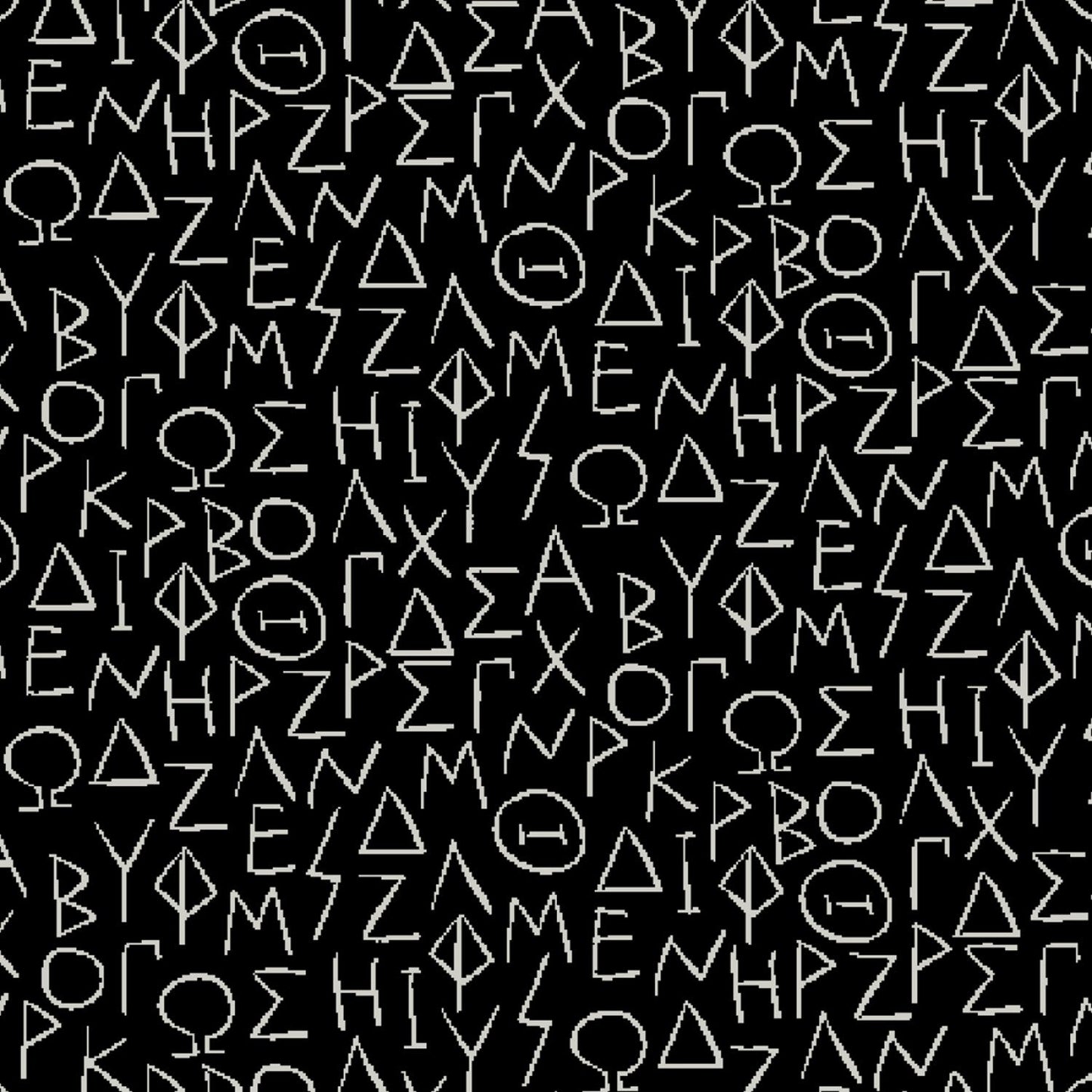 Greek Alphabet Scientific Symbols White Black Ink Letters Inkwell Windham Cotton Fabric