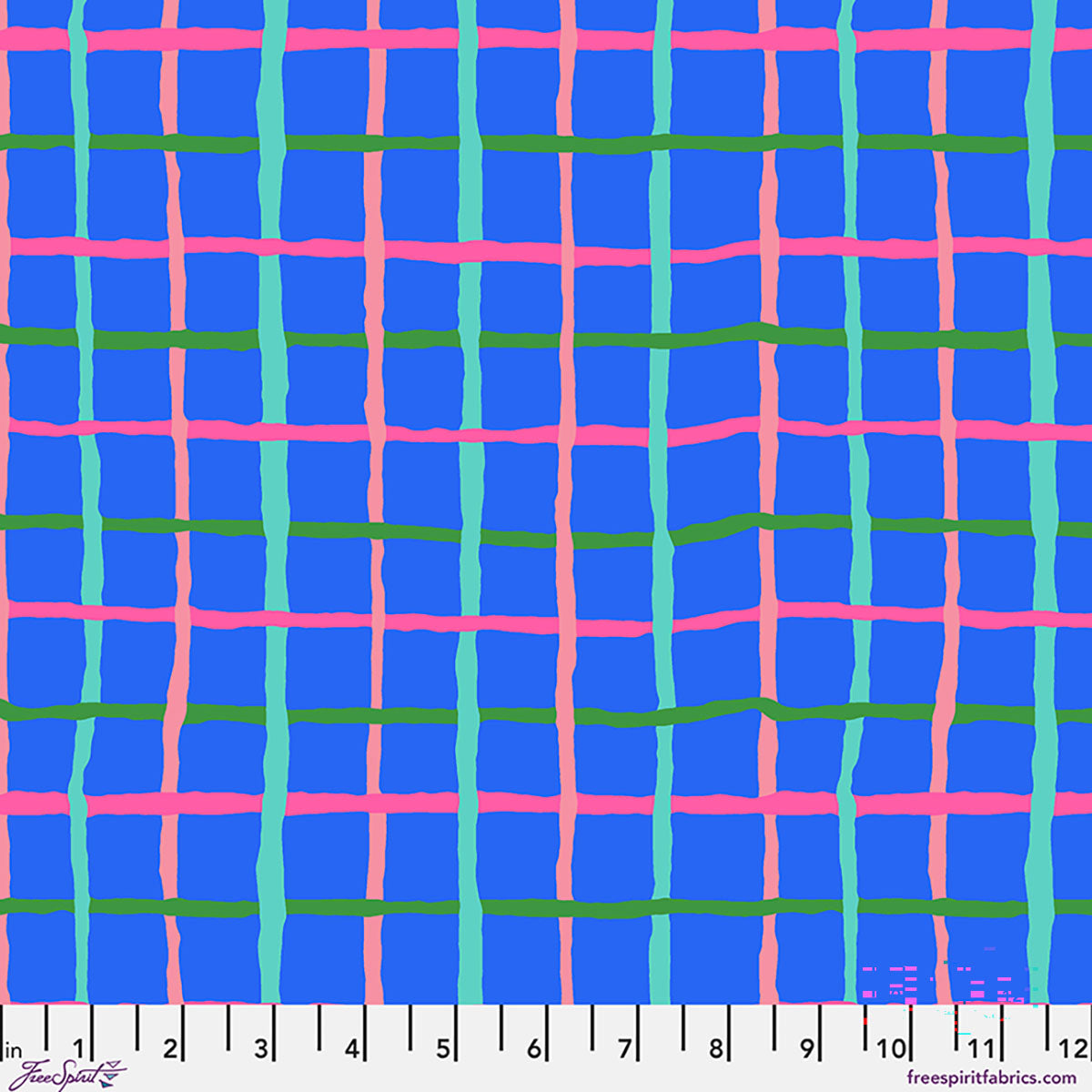 Grid Blue August 2026 Kaffe Fassett Collective Free Spirit Cotton Fabric FS-PWBM105.BLUE