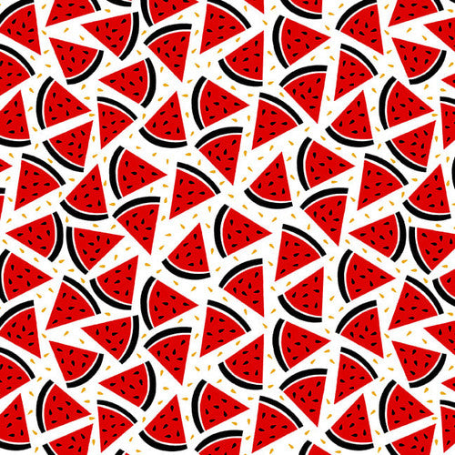 Grill & Chill Tossed Watermelon Slices Red White Emily Dumas Henry Glass Cotton Fabric HG-1210-08