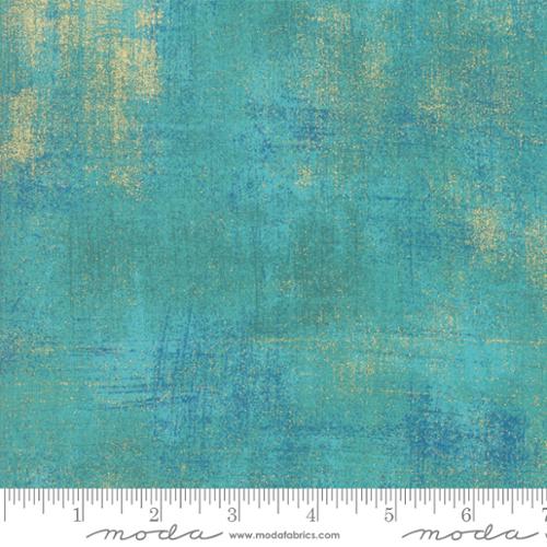 Grunge Basics Peacock Turquoise Metallic BasicGrey Moda Cotton Fabric MD-30150-524M