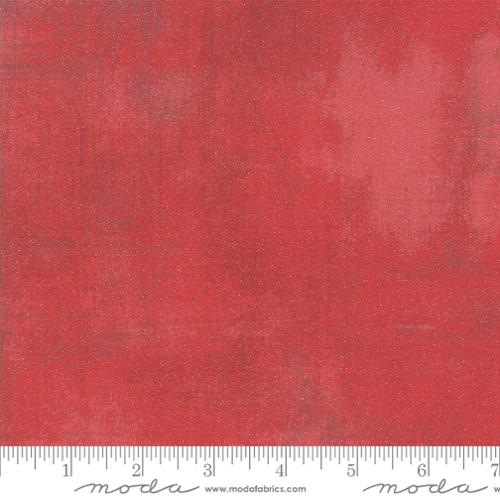 Grunge Glitter Cherry Red BasicGrey Moda Cotton Fabric MD-30150-265GL