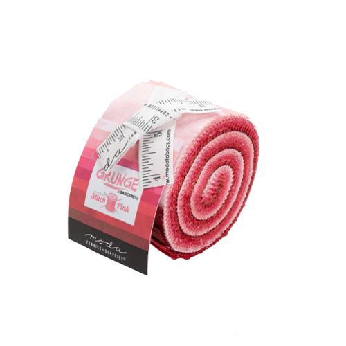 Grunge Stitch Pink  2.5" Junior Jelly Roll BasicGrey Moda Cotton Fabric MD-30150JJRSP
