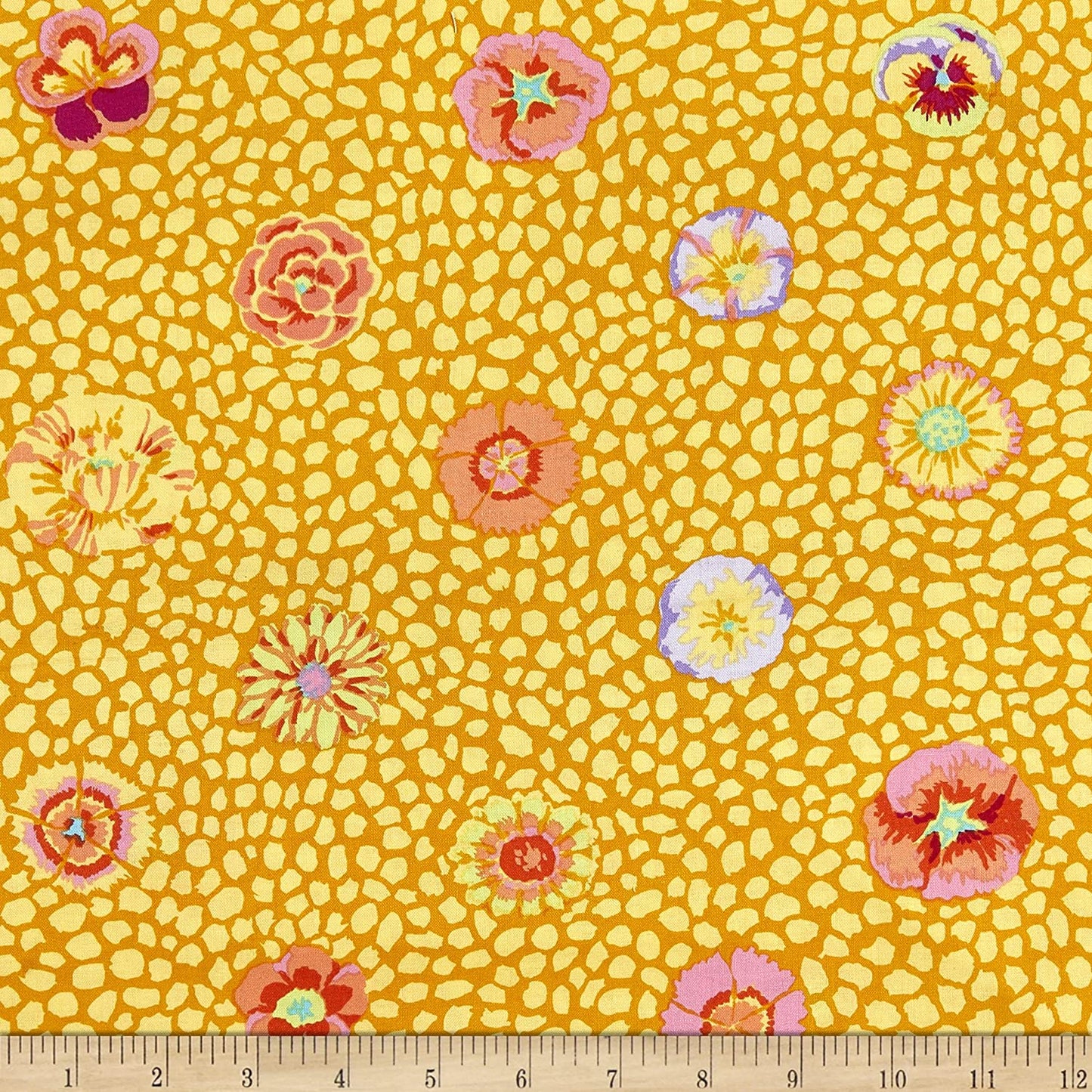 Guinea Flower Gold Classics Kaffe Fassett Collective Free Spirit Cotton Fabric FS PWGP059.GOLDX