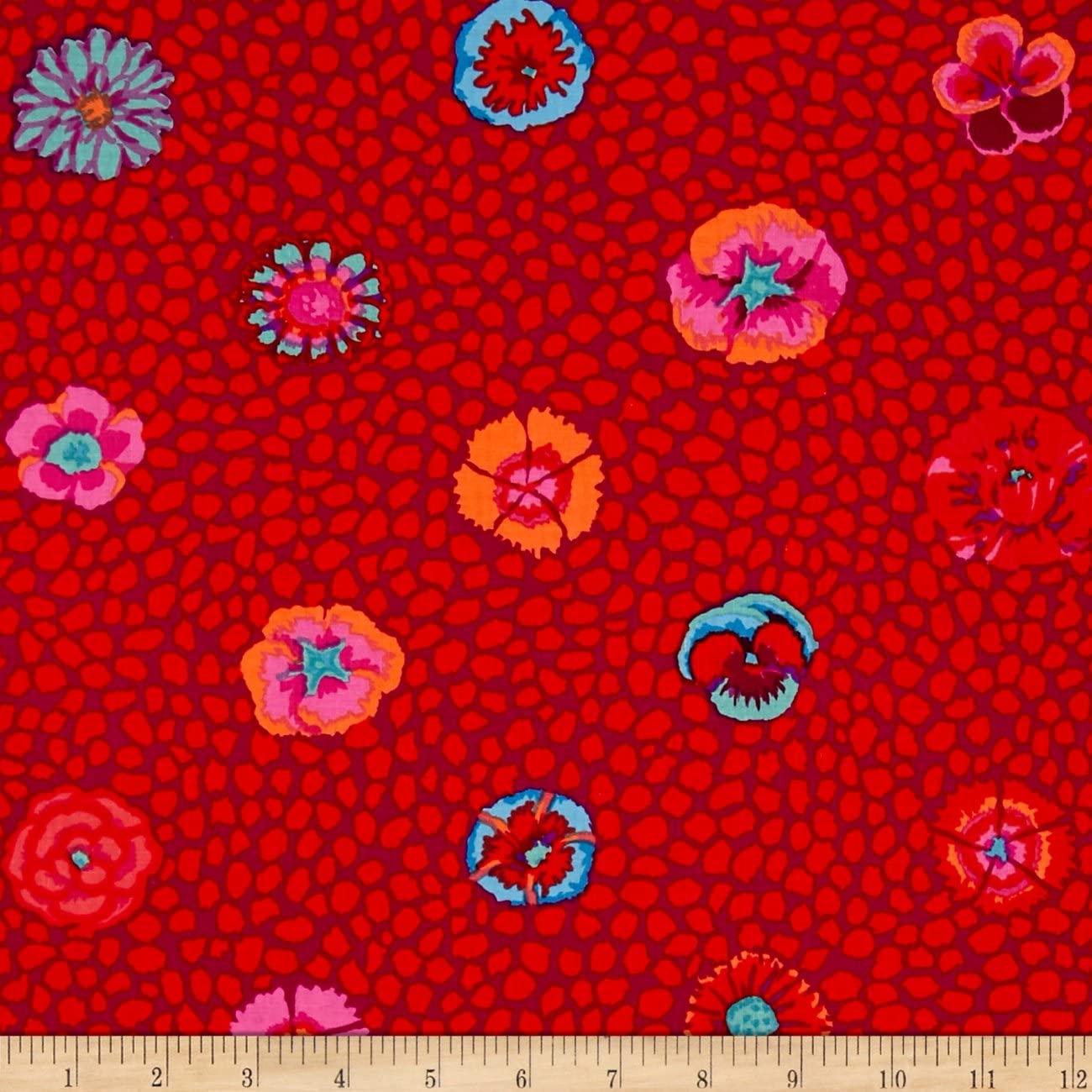 Guinea Flower Red Classics Kaffe Fassett Collective Free Spirit Cotton Fabric FS PWGP059.REDXX