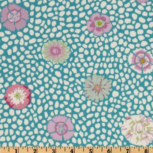 Guinea Flower Turquoise Classics Kaffe Fassett Collective Free Spirit Cotton Fabric FS PWGP059.TURQU