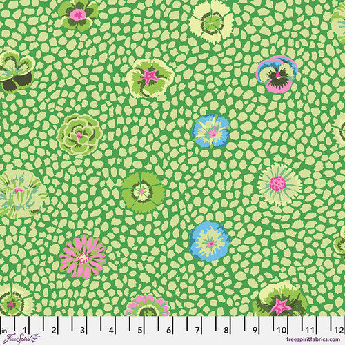 Guinea Flower Moss Green Classics Kaffe Fassett Collective Free Spirit Fabrics Cotton Fabric FS-PWGP059.MOSS