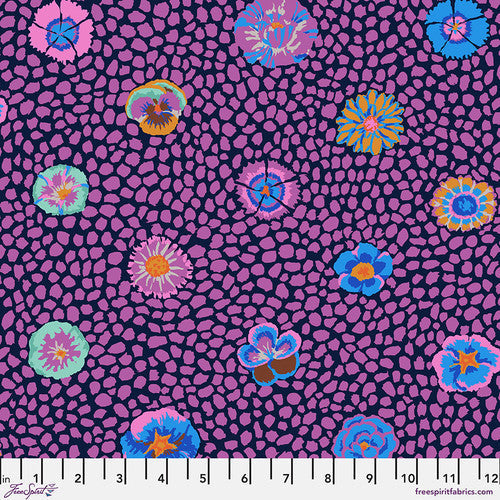 Guinea Flower Purple Classics Kaffe Fassett Collective Free Spirit Cotton Fabric FS-PWGP059.PURPL
