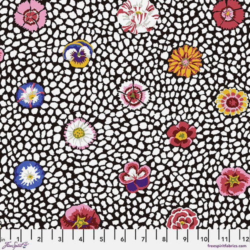 Guinea Flower White Classics Kaffe Fassett Collective Free Spirit Cotton Fabric FS-GP59.WHITE
