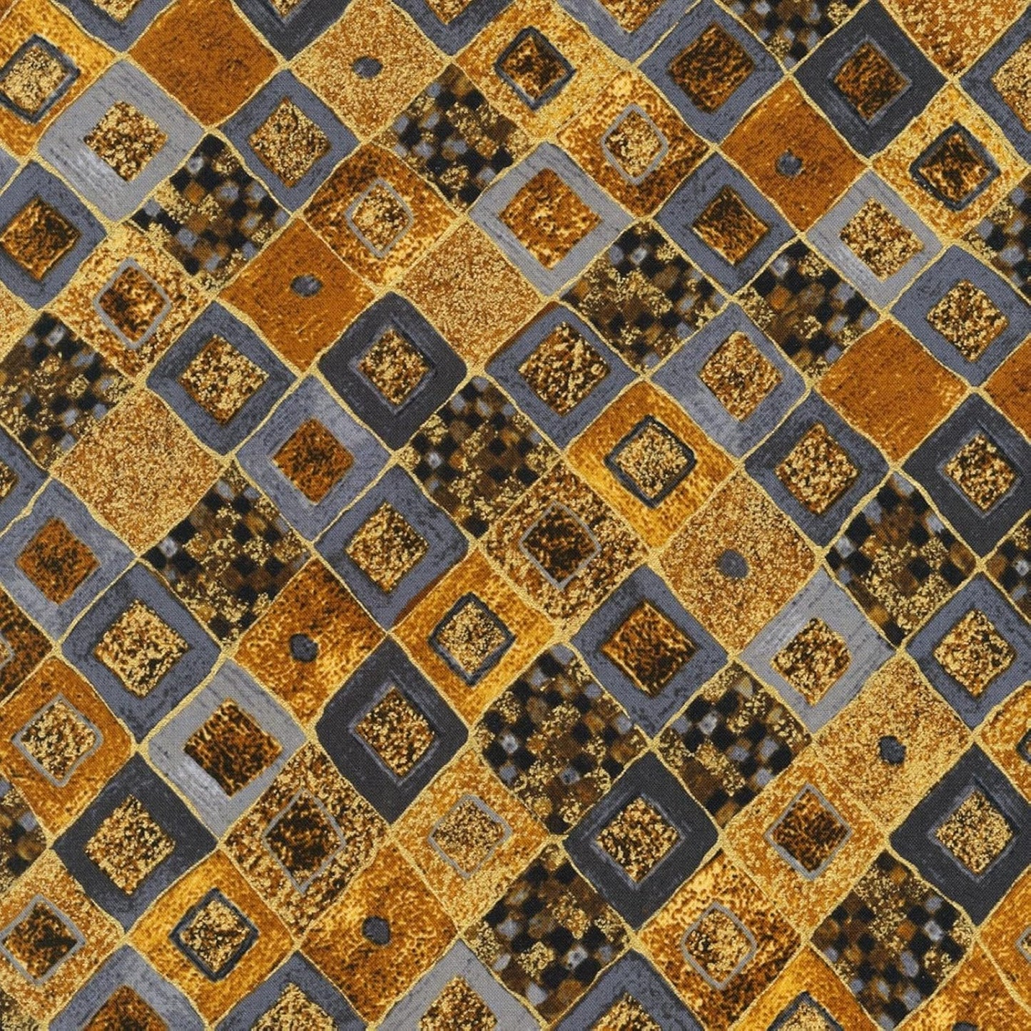 Gustav Klimt Diamond in Gold Metallic designed by Robert Kaufman 44 inches wide 100% Cotton Quilting Fabric RK-SRKM-17184-133