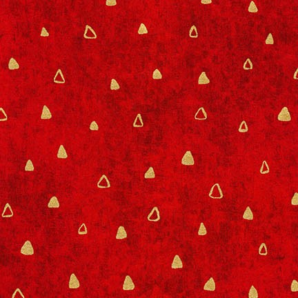 Gustav Klimt Spaced Triangles Red Metallic Robert Kaufman Cotton Fabric RK-SRKM-17182-3