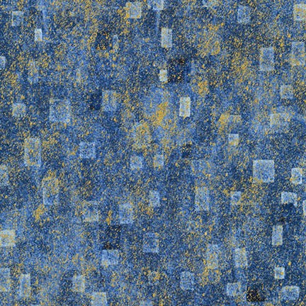 Gustav Klimt Squares Blue Metallic Robert Kaufman Cotton Fabric RK-SRKM-17181-4
