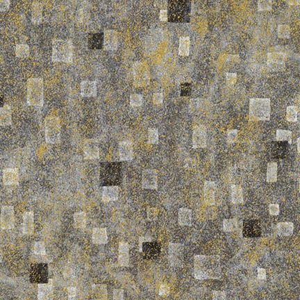 Gustav Klimt Squares Charcoal Metallic Robert Kaufman Cotton Fabric RK-SRKM-17181-184