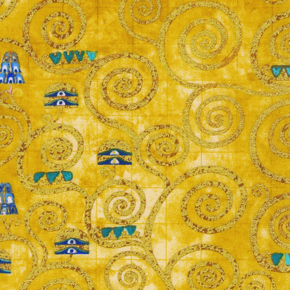 Gustav Klimt Swirl Gold Metallic Robert Kaufman Cotton Fabric RK-SRKM-21350-133