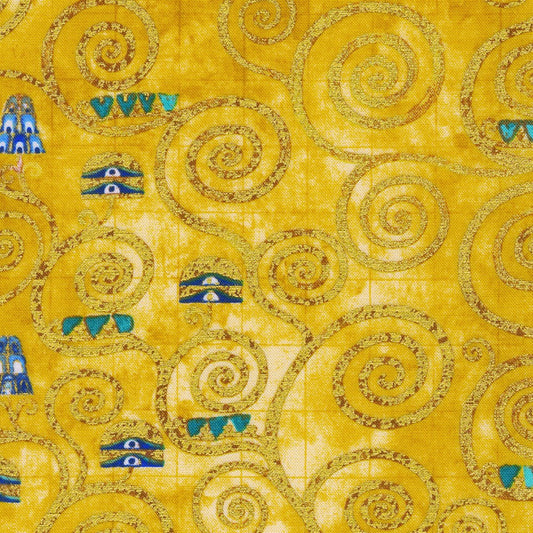 Gustav Klimt Swirl Gold Metallic Robert Kaufman Cotton Fabric RK-SRKM-21350-133