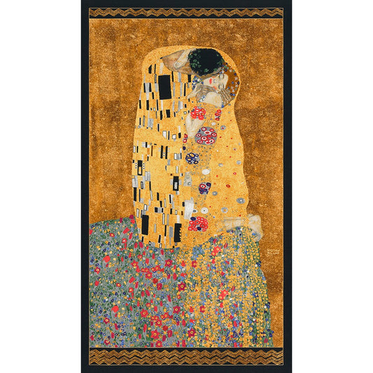 Gustav Klimt The Kiss Panel 24" Gold Metallic Robert Kaufman Cotton Fabric RK-SRKM-17178-1336