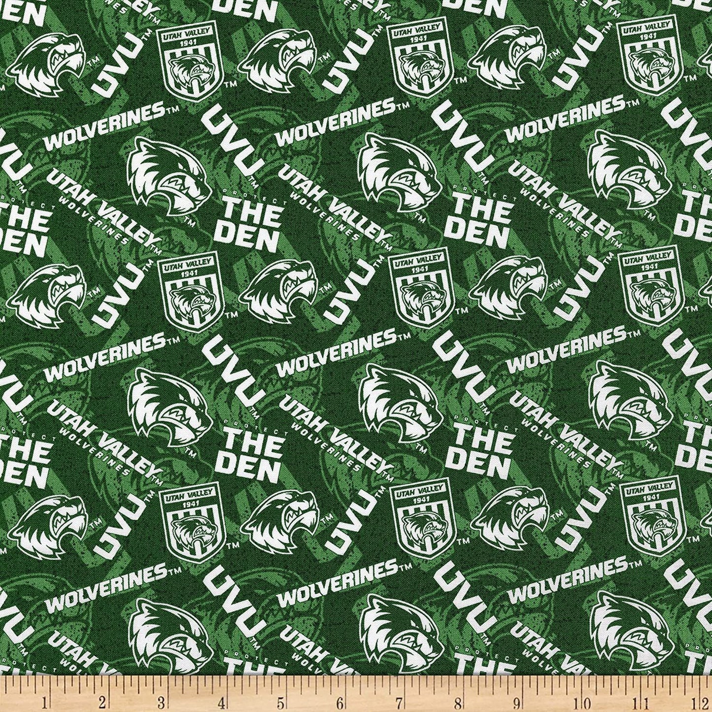 Utah Valley Wolverines NCAA College Tone Tone Sykel Cotton Fabric UVS-1178