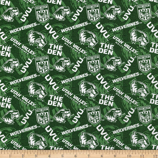 Utah Valley Wolverines NCAA College Tone Tone Sykel Cotton Fabric UVS-1178