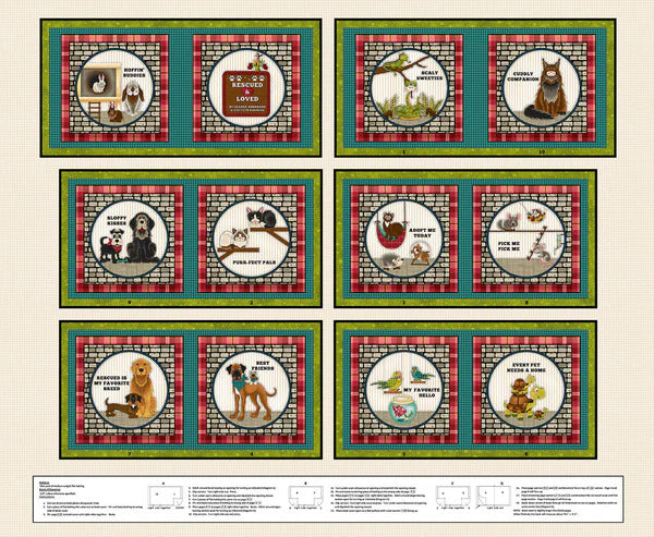 Rescued and Loved Book Panel 36" Leanne Anderson and Kaytlyn Kuebler Henry Glass Cotton Fabric HG-9398P-42