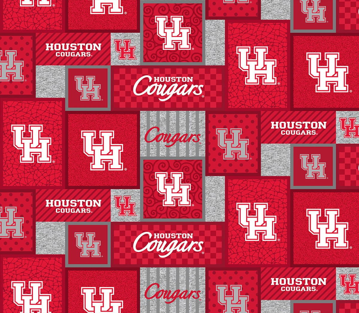 Houston Cougars NCAA College Patch Sykel Enterprises Polyester Fleece Fabric HOU-1177 | US Fabric Shop