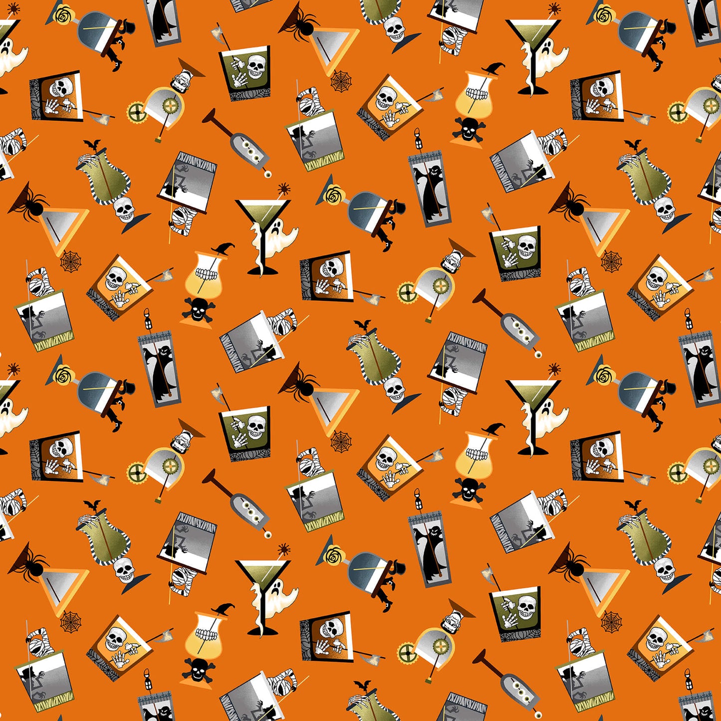 Halloween Ball Witch’s Brew Light Orange Color Principle Henry Glass Cotton Fabric