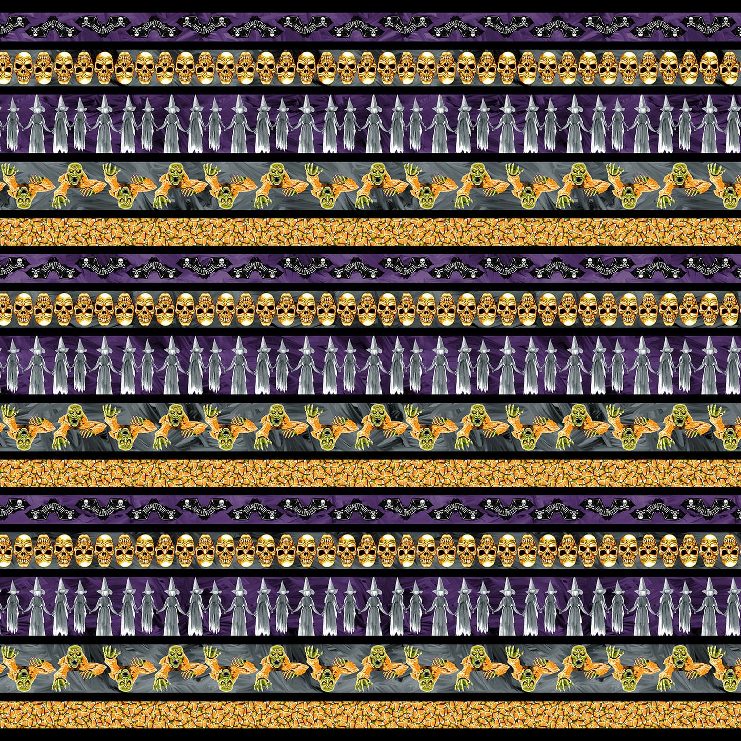 Halloween Countdown Stripe Glow Urban Essence Blank Quilting Cotton Fabric