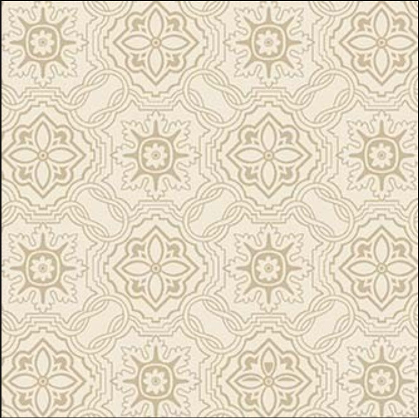 Hampton Court Mosaic Silhouette Tonal Tan Beige Michael Miller Cotton Fabric