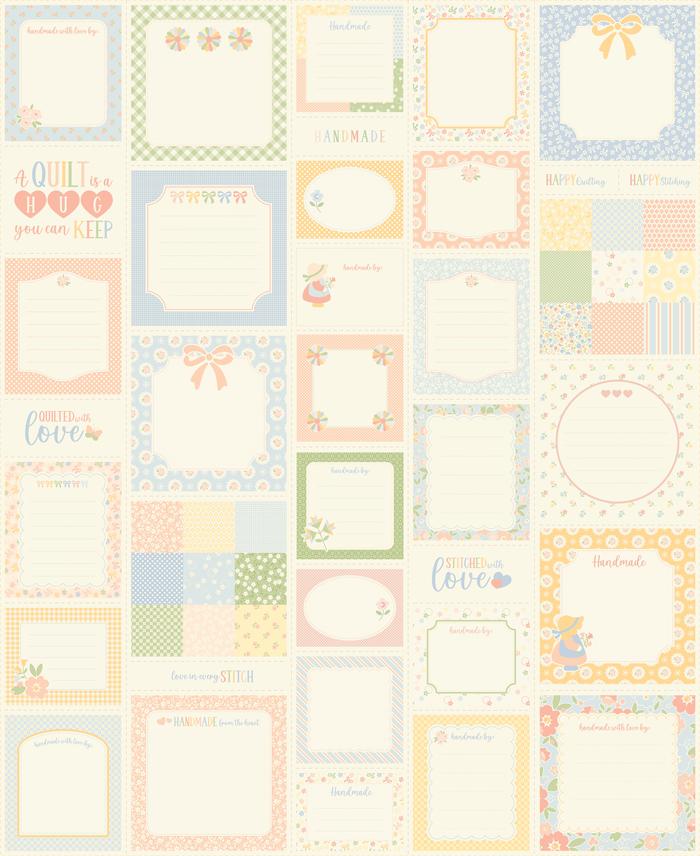 Handmade Sweetness Labels N Things Panel 36" Porcelain My Sew Quilty Life Moda Cotton Fabric MD-31799-11