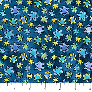 Hanukkah Lights Stars Blue Multi Deborah Edwards & Elena Belokrinitski Northcott Fabrics Cotton Fabric NC-DP28986-46 | US Fabric Shop