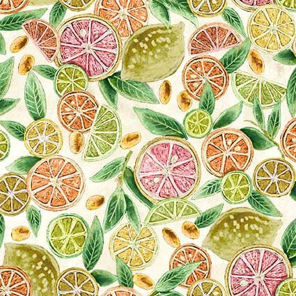 Happiest Hour Cocktail Citrus Cream Lily & Val Michael Miller Cotton Fabric