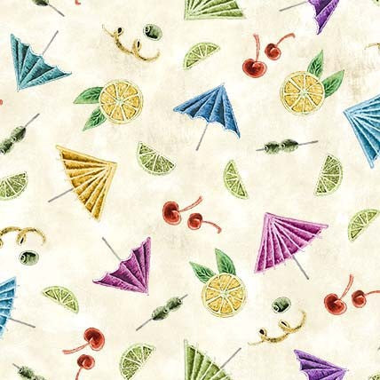Happiest Hour Cocktail Deco Cream Lily & Val Michael Miller Cotton Fabric