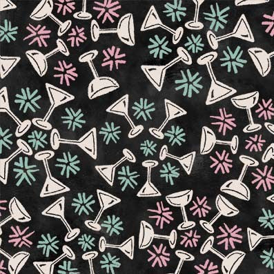 Happiest Hour Coupe Medallion Black Lily & Val Michael Miller Cotton Fabric