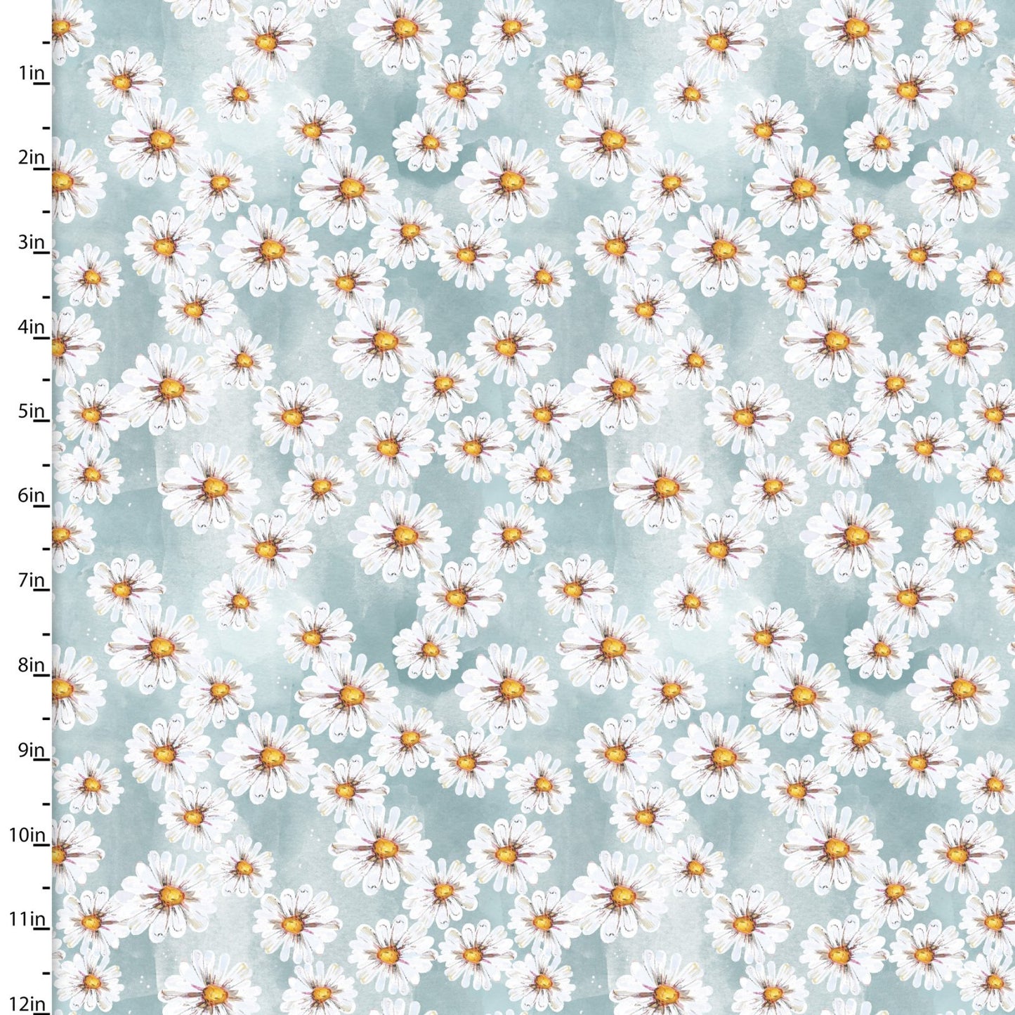 Happy Harvest Daisies Blue Courtney Morgenstern 3 Wishes Cotton Fabric
