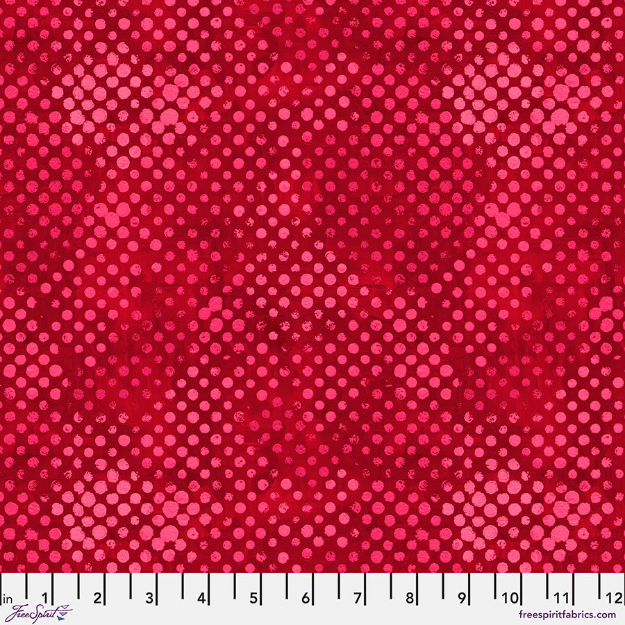 Happy Blooms Spotty Crimson Red Sue Penn Free Spirit Cotton Fabric FS-PWSP05.CRIMSON