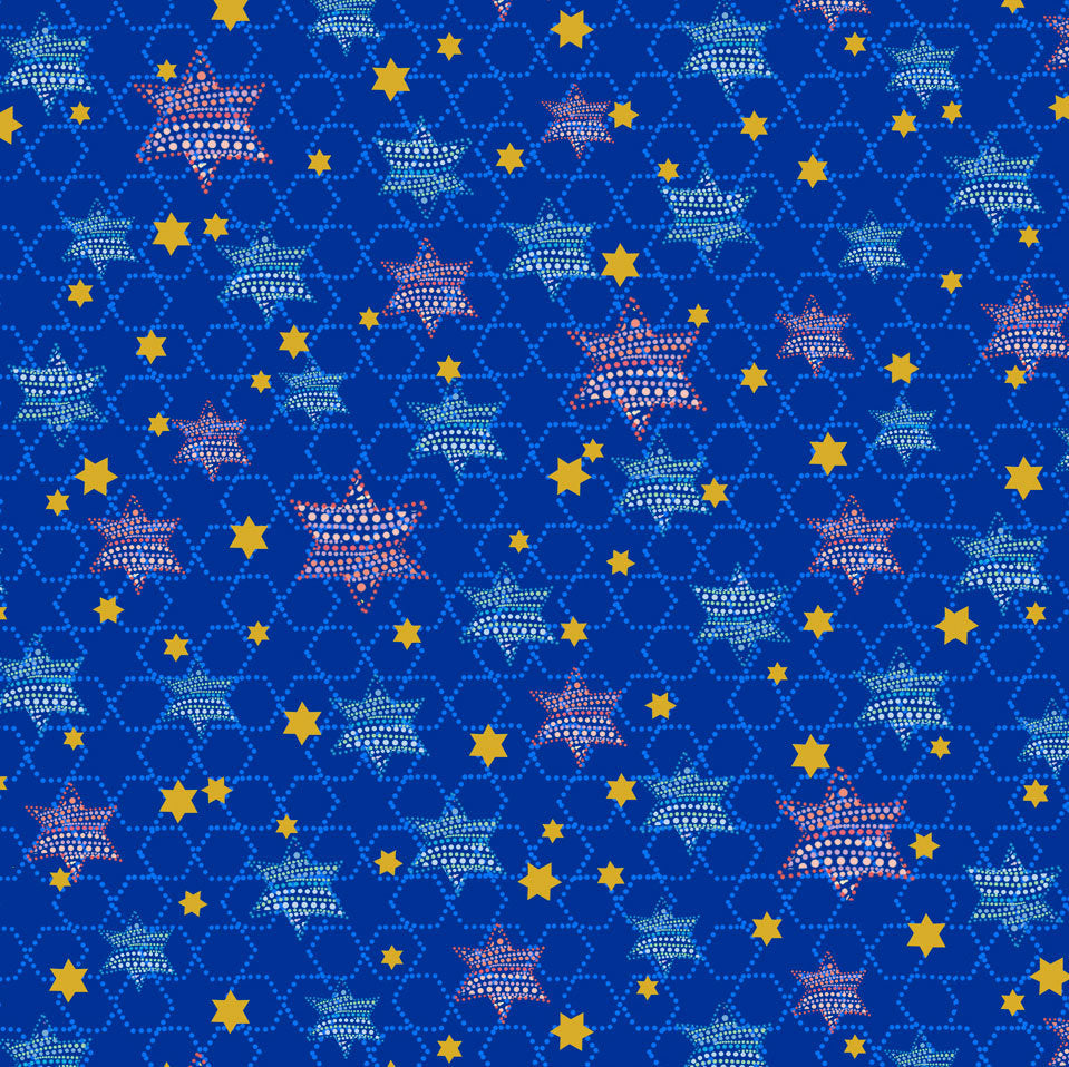 Happy Hanukkah Stars Quilting Treasures Cotton Fabric QT-1649-27167-N