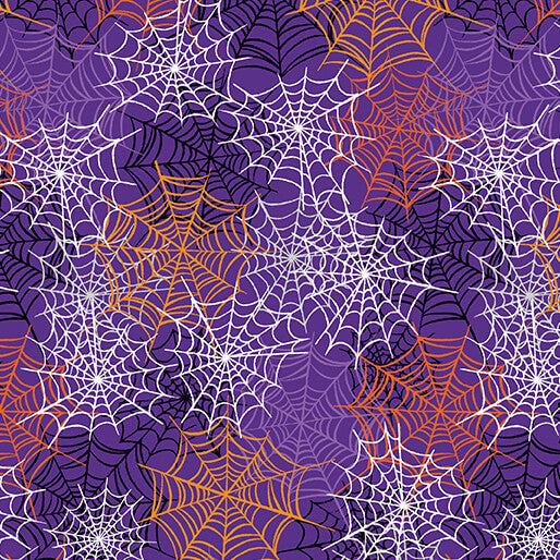 Happy Hauntings Spooky Spiderwebs Purple Kanvas Studio Benartex Cotton Fabric