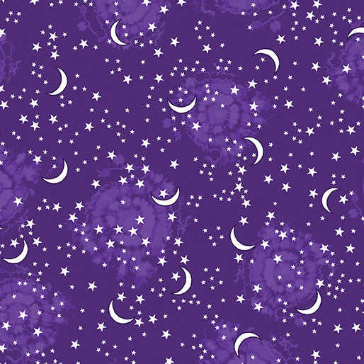 Happy Hauntings Starry Sky Purple Kanvas Studio Benartex Cotton Fabric BE-14947G-66