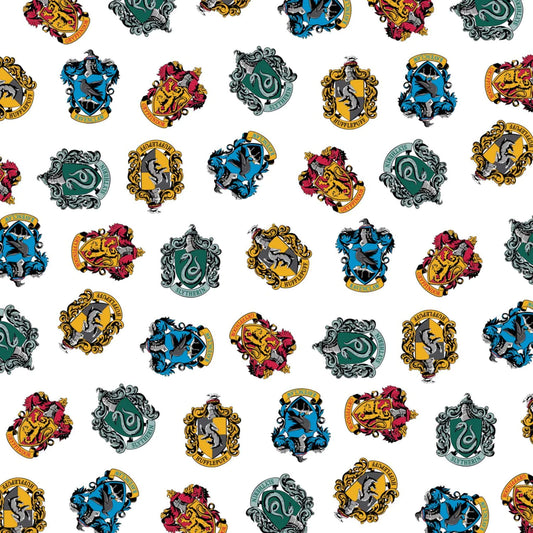 Harry Potter Hogwarts Crest Toss white Camelot Cotton Fabric quilting fabric CF-23800117-01