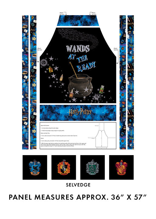 Harry Potter Apron Panel 36"x57" Multi Warner Bros. Benartex Cotton Fabric BE-15225W-99