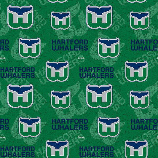 Hartford Whalers NHL Hockey Tone on Tone Design Cotton Fabric NHL-1199-WHA